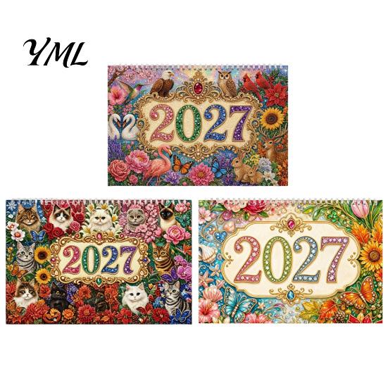 Beginner Friendly Crafts 2027 Diamond Art Painting Pattern Wall Calendar, Rhinestone Gem 12 Calendar Monthly Planner, Jan. 2026-Dec. Hanging for Home,