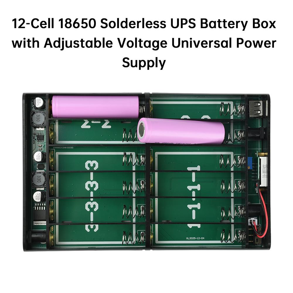ИБП постоянного тока 5В 9В 12В Выход Бесперебойное Питание 12x18650 Power Bank Корпус для Хранения Питания Мобильного Телефона Оптический Модем Роутер