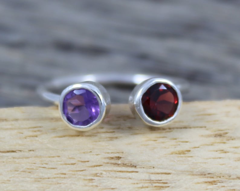 Кольцо с гранатом и аметистом, серебряное кольцо 925 пробы, ювелирные изделия с камнем, женское подарочное кольцо, юбилейное кольцо
