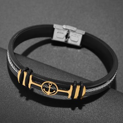 Стильный силиконовый браслет с рисунком лодки и якоря для пары, плетеный браслет из нержавеющей стали в стиле панк, хип-хоп, праздничный подарок, аксессуары для вечеринок