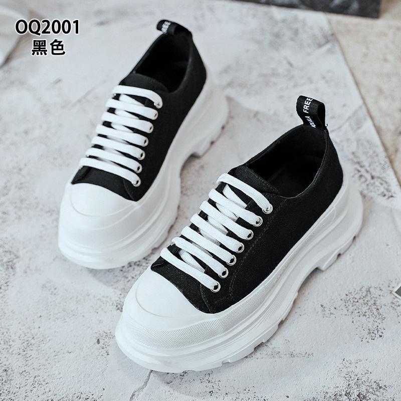 McQueen canvas board shoes spring and autumn summer new thick-soled muffin small breathable casual shoes