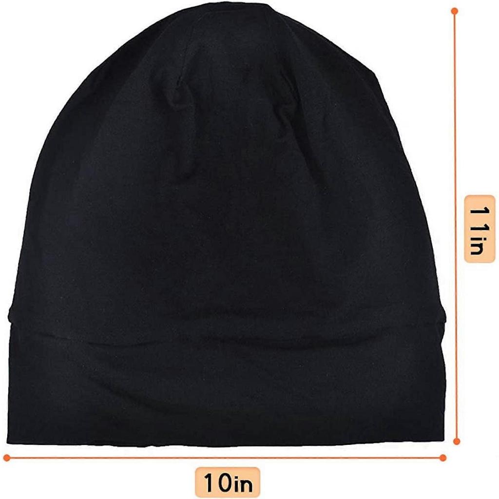 2 Pack Satin Sleep Cap, Silk-Lined Bonnet for Curly Hair, Chemo Cap, Breathable Night Cap for Men/Women (Black/Grey)
