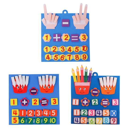 1 Set Kids Felt Math Board with 1-10 Numbers Operation Symbols Addition Subtraction Preschool Learning Kindergarten Educational Toddler Arithmetic