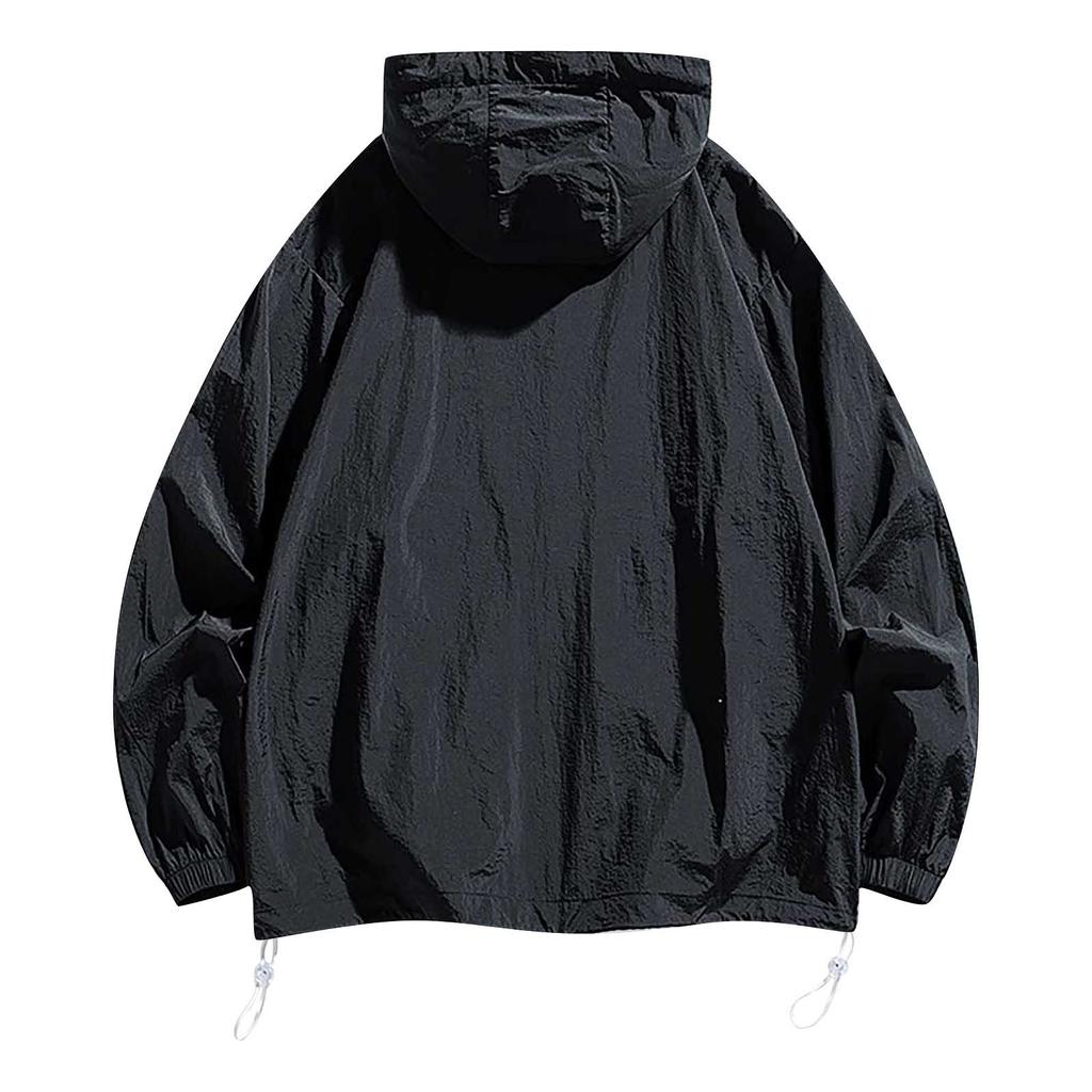 Летняя унисекс модная однотонная тонкая куртка на молнии с капюшоном и солнцезащитным козырьком