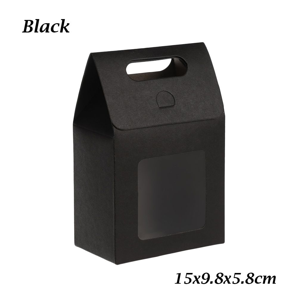 6Pcs Hot Kraft Paper Kids Gift Paper Gift Package Clear PVC Window Candy Wrapping Bag Present Case