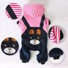Casual Cartoon Bear Printed Puppy Cat Clothing Warm Jumpsuit Dog Pullover Hoodie Striped Soft Cat Sweatshirt Small Dogs