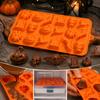Halloween Silicone Chocolate Mold with Pumpkin Skull Bat Tombstone and Witch Hat Shapes for Baking Treats