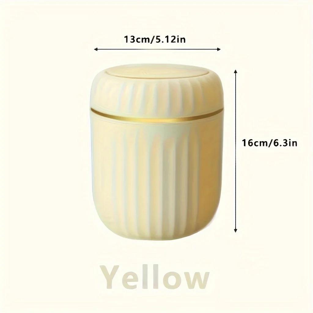 Luxury Press Top Mini Trash Can with Lid Small Plastic Waste Bin for Office Living Room Bedroom Study Kitchen Desktop