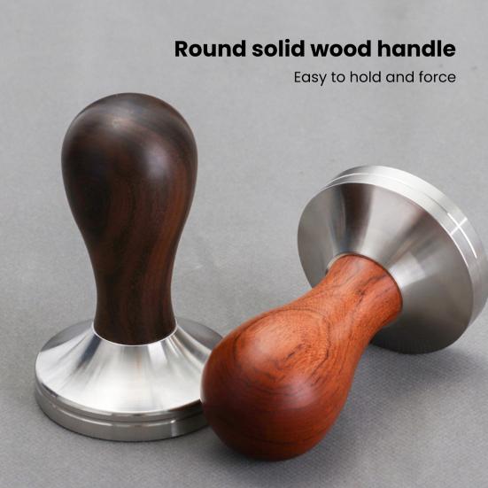 Кофейный тампер, съемная конструкция, плоское основание, нержавеющая сталь, 51/53/58 мм, деревянный молоток для эспрессо, инструмент бариста