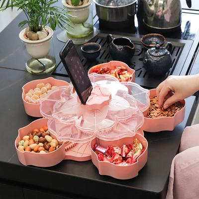 Вращающаяся подставка для закусок Креативная коробка для хранения фруктов, орехов, конфет в форме цветка