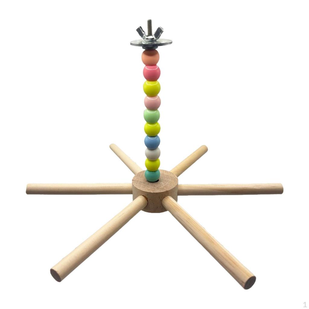 Rotating Bird Perch Stand Cage Accessory Easy Installation Exercise Wooden Interactive