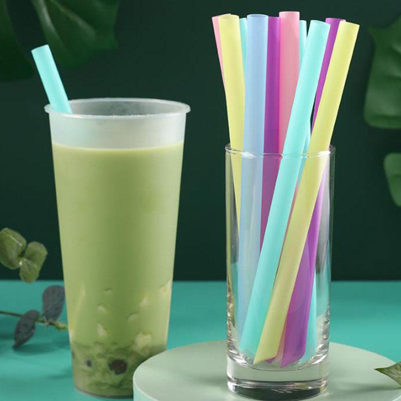 100Pcs Large Drinking Straws Mixed Colors For Pearl Bubble Milk Tea Smoothie