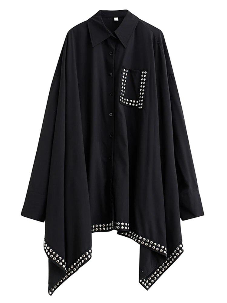 XITAO рубашка с украшением в виде заклепок, асимметричный женский повседневный свободный топ с рукавами «летучая мышь» DMJ4025