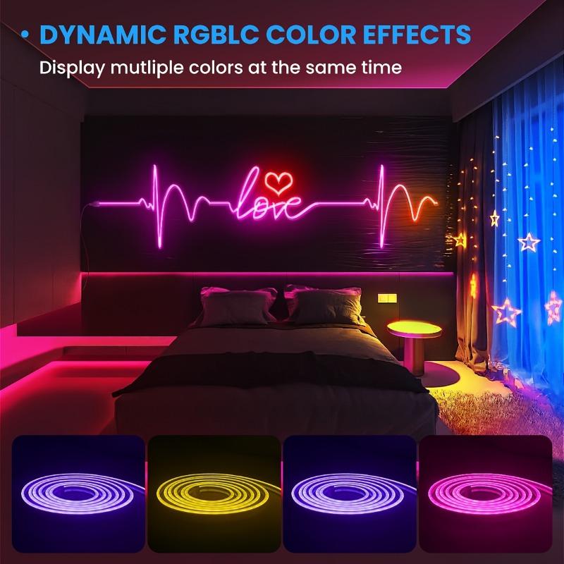 45M/150FT RGB Неоновые светодиодные ленты 12-24V Силиконовый неоновый световой шнур с синхронизацией по музыке RGBIC Dreamcolor Бегущая лента для комнаты