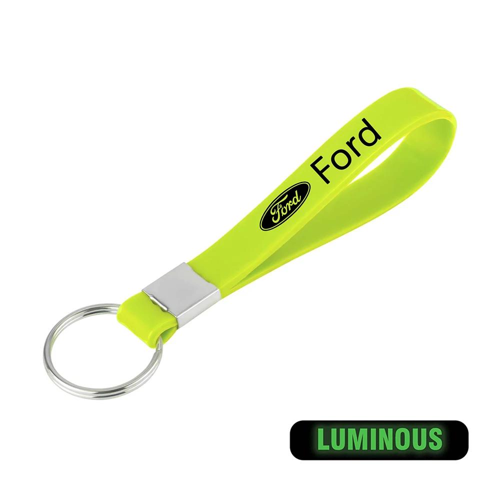 New 2026 Car Sticker Luminous Keyring Rubber Pendant Strap Keychain Car Logos Accessory For Ford Fiesta Focus 2 MK4 Mustang Rang