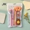 Primary Secondary School Stationery 7PCS Set, Macaron Color Gel Pens/Correction Tape/Cutter/Eraser Include, Learning Supplies Portable Kit with
