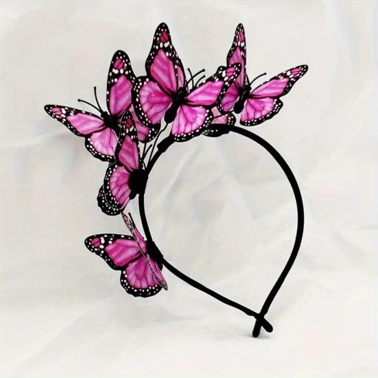 Women Headband Colorful Butterflies Decor Bridal Hair Band Parties Cosplay Halloween Hair Accessories