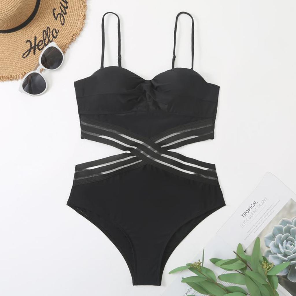 Women's Fashion Solid Color Sexy Swimsuit High Waist Bikini (With Chest Pad, No Steel Support)