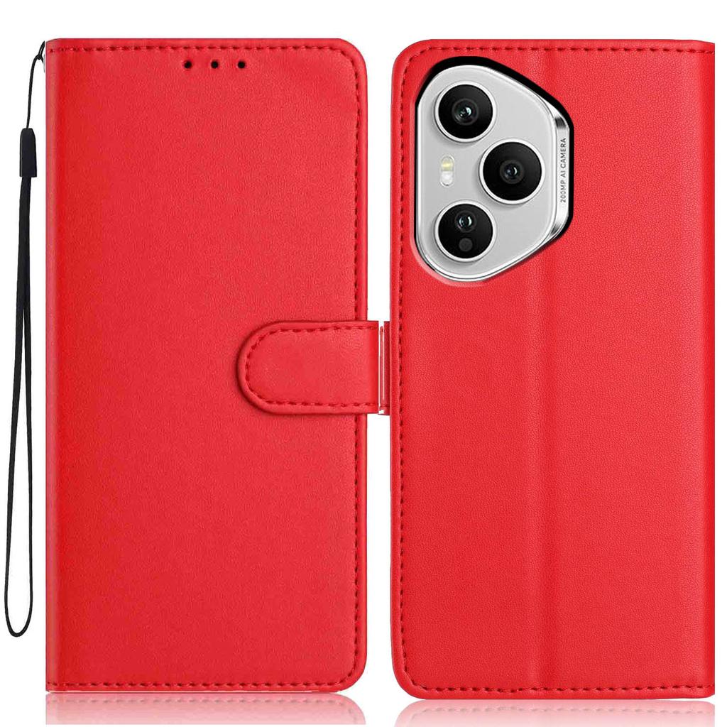 For Honor 400 Pro 5G (Global) Wallet Case with Strap/Multiple Card Slots Solid Color Leather Stand Phone Cover