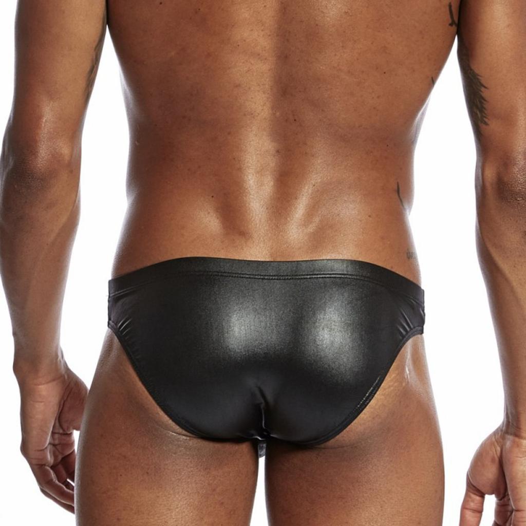 Men's Stretch Tights Hot Gold Leather Faux Leather Sexy Briefs