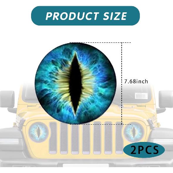 Наклейки «Глаза Зверя» на фары для Jeep, 3D круглые забавные наклейки для кузова грузовика, автомобиля, окна, бампера (синий)