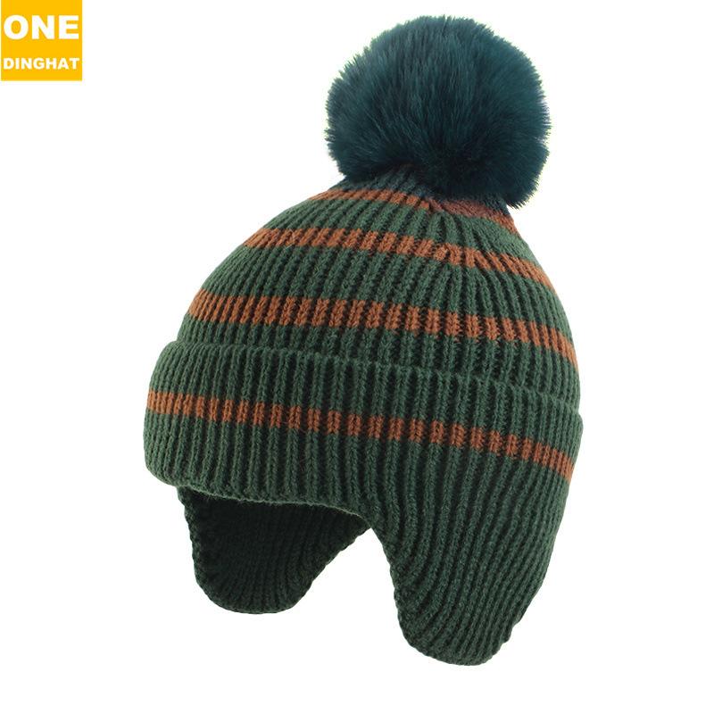 Детская вязаная шерстяная шапка-ушанка для отдыха на природе, детская полосатая бейсболка, лыжная шапка
