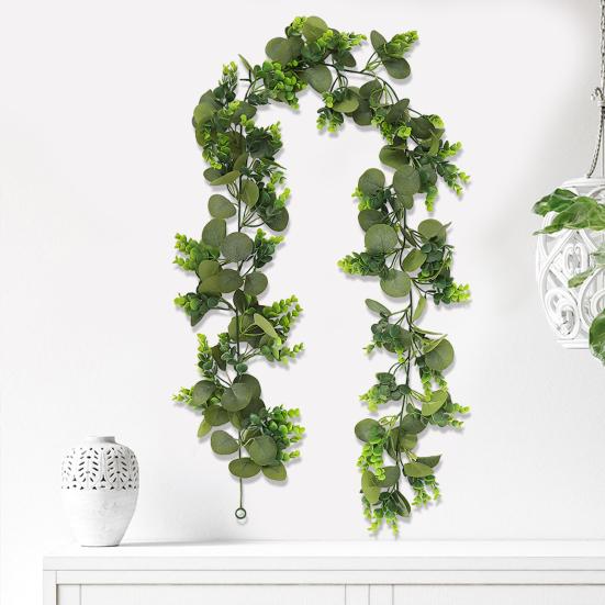 Искусственная эвкалиптовая гирлянда, лозы ручной работы, реалистичный вид, яркий цвет, не требующие ухода листья эвкалипта, искусственные растения