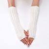 White 30cm Glove New Autumn and Winter Men and Women Mid To Long Fake Sleeves Knitted Yarn Insulation Dew Half Finger Arm Cover