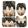 1/4pcs Cute Ghost Shower Curtain Cartoon Spooky Halloween Shower Curtain Cute Cartoon Home Bathroom Decor Set Rug Toilet Cover
