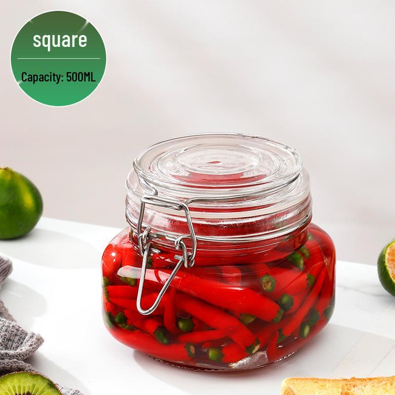 Стеклянная банка для хранения с прозрачной защелкой для кухни, герметичный контейнер пищевого качества для круп