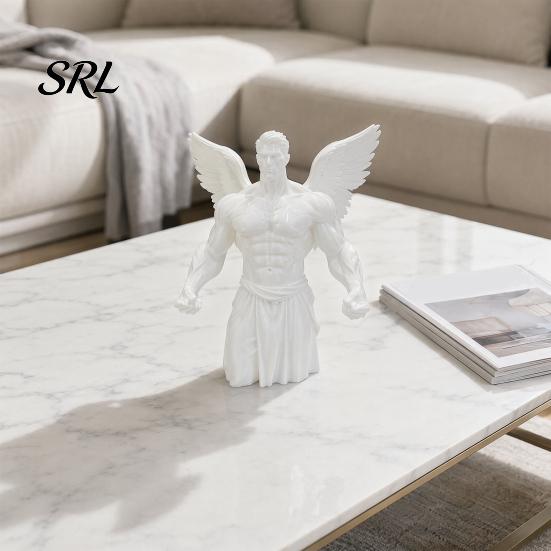 Avant-garde Art Decoration 3D Printed Muscular Angel Figurine, Aesthetic Muscle Wings Statue for Home Decor, Matte Winged Decor Desktop Ornament with