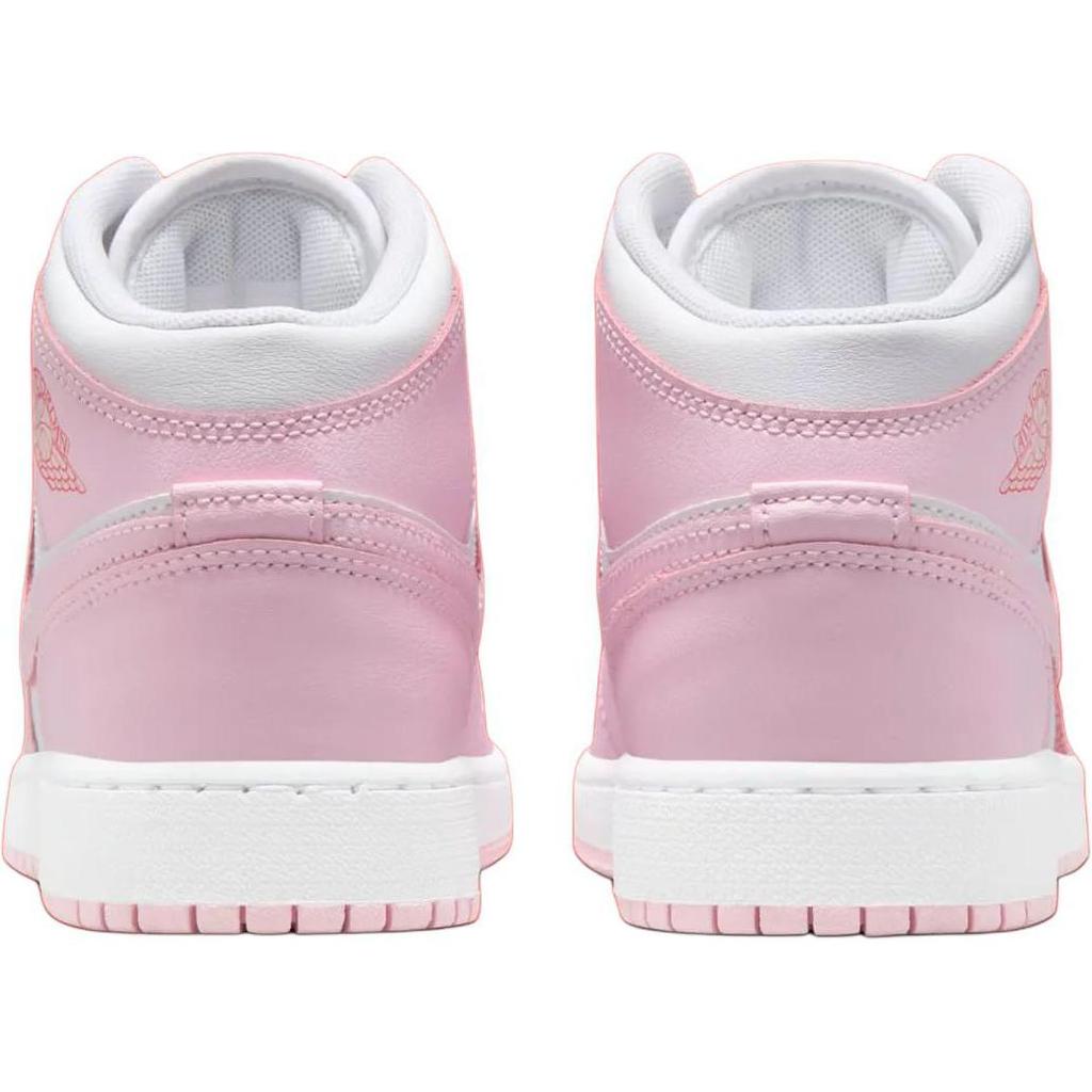 Air Jordan 1 Mid GS Pink Foam Fire Red Kids Sneakers White DQ8423-608