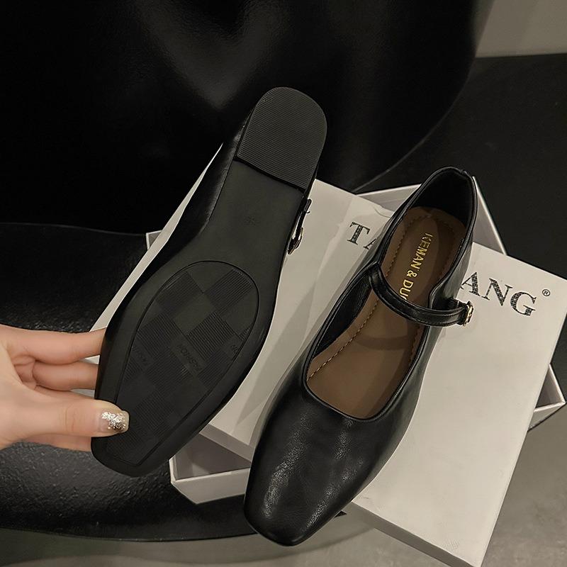 Туфли-лодочки в стиле ретро с квадратной головой и надписью «Мэри Джейн», женские туфли с коротким ртом и низким каблуком, женские туфли