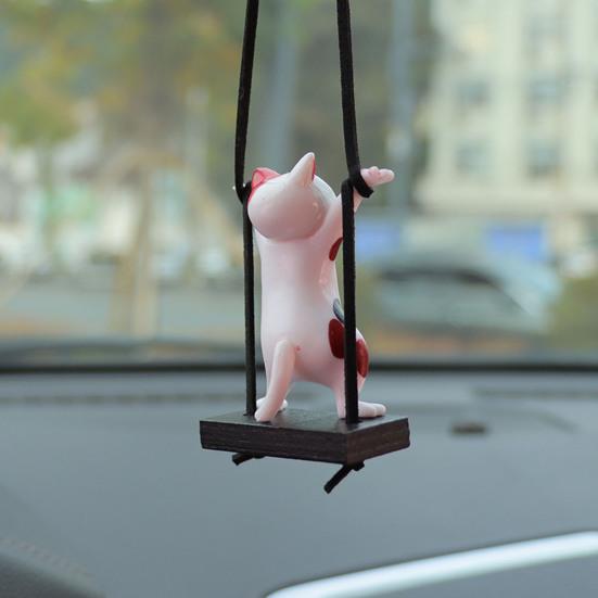 Смола кошка автомобиль орнамент авто зеркало подвесной орнамент милые качели фигурка кота кулон декор интерьера автомобиля
