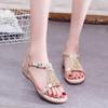 Fairy Wind Soft-soled Sandals Female Summer Flats 2025 New Non-slip Versatile Rhinestone Bohemian