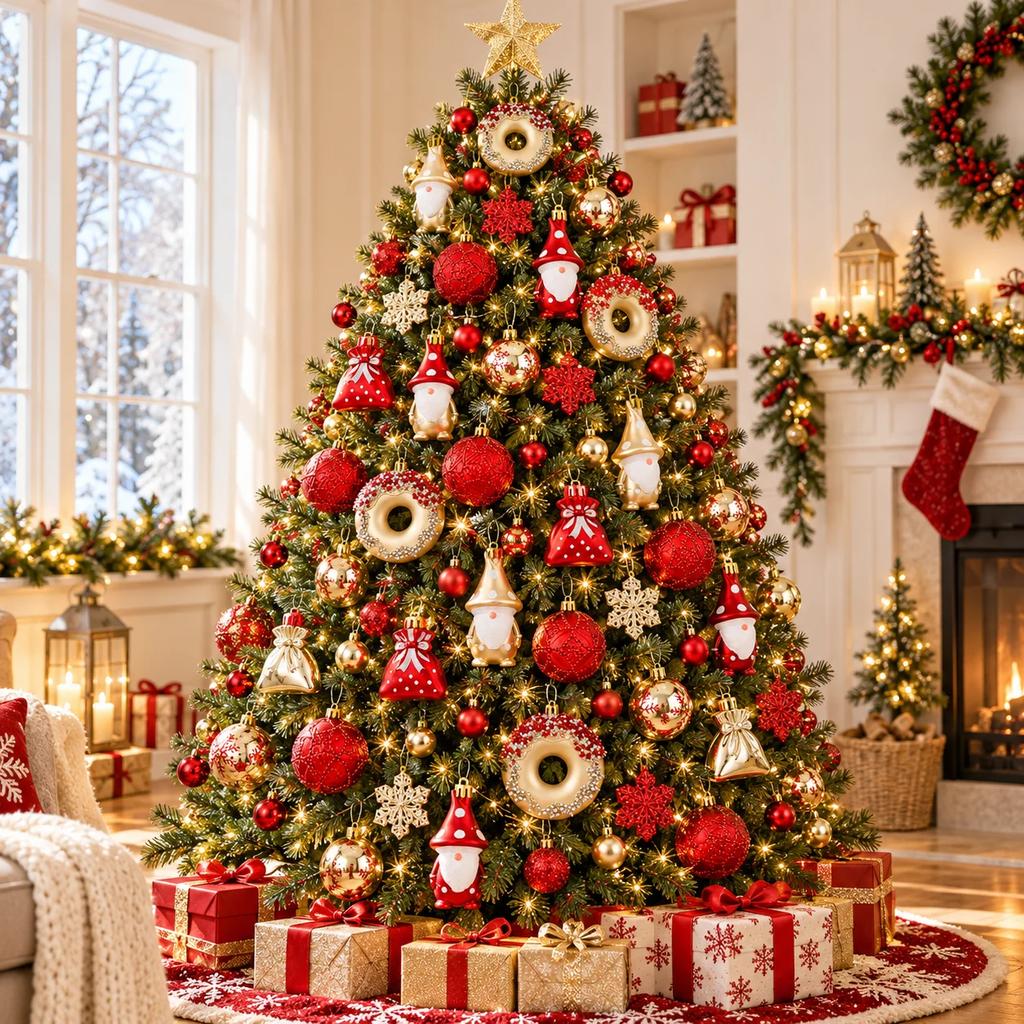 60Pcs Christmas Ornaments Set Shatterproof Xmas Tree Hanging Balls Snowflake Pendants Navidad Holiday 2026 Christmas Decoration