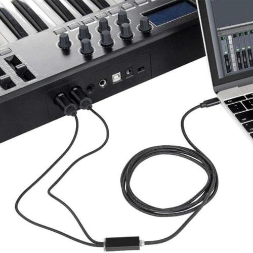 MIDI To USB C Type C Cable, USB MIDI Converter with Indicator Light for Electronic Organ Computer
