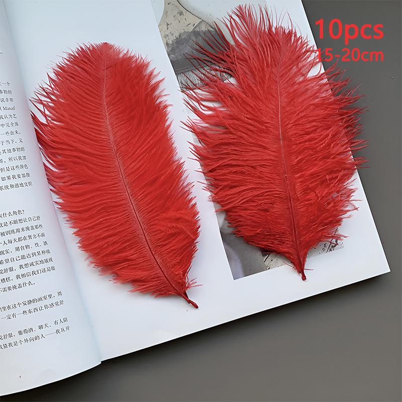 10pcs Feathers Ostrich 15-20cm Royal Blue Black White Pink Trim For Sewing Clothes Fabric Outfit Plumas Crafts Mixed Colors Hat