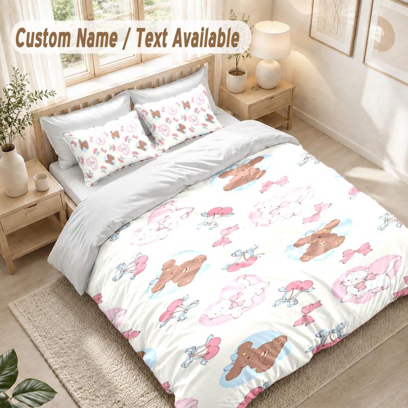 Bear Bedding Set, 1 Duvet Cover & 2 Pillowcases Soft Comfortable Bedroom Home Textile Decor