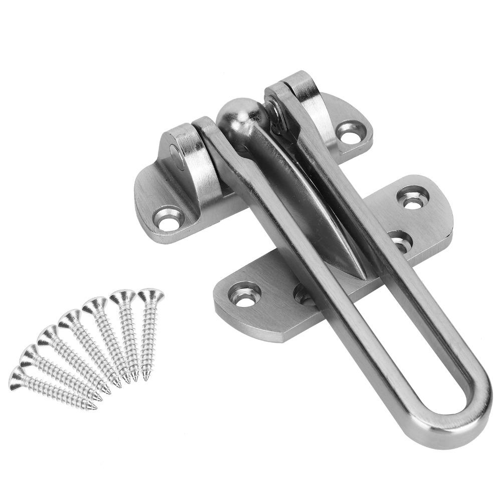 Brushed Nickel AntiTheft Lock Buckle Stainless Steel Swing Bar Door Lock  Front Door