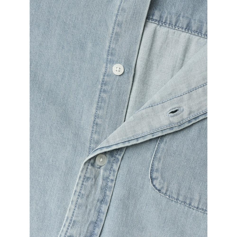 Levis Однотонная Минималистичная Удобная Джинсовая Рубашка с Длинным Рукавом Мужские рубашки Светло-голубой 002HI-0001