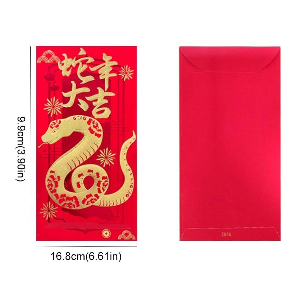 6PCS Chinese 2026 New Year Red Envelope Blessing Best Wishes Snake Pattern Money Envelope Money Bags HongBao Lucky Money Pockets