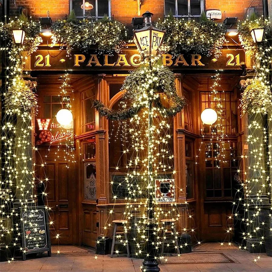 40 нитей 800 светодиодов Рождественская гирлянда в виде водопада с лозой Уличная гирлянда для лейки Водонепроницаемая вставная гирлянда Firefly Bunch Lights