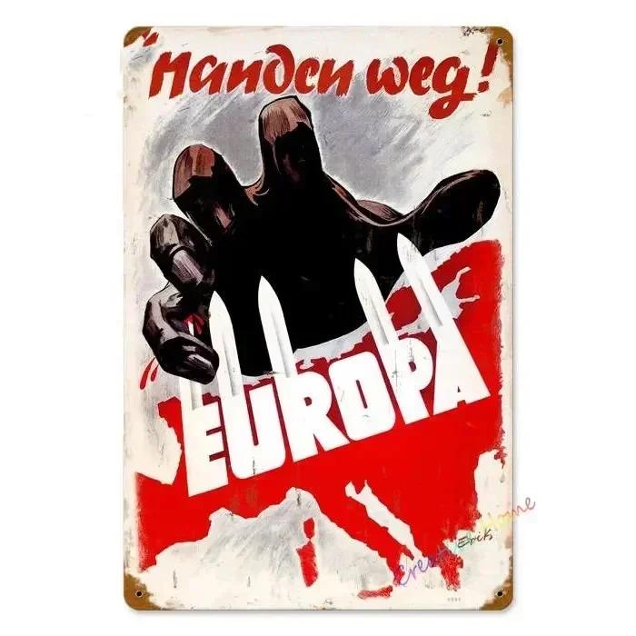 BarCafeVintageArt Не шуметь Металлическая табличка - Винтажный немецкий плакат, Табличка для пещеры|Отлично подходит для украшения домашнего бара, гаража, кафе и гостиной