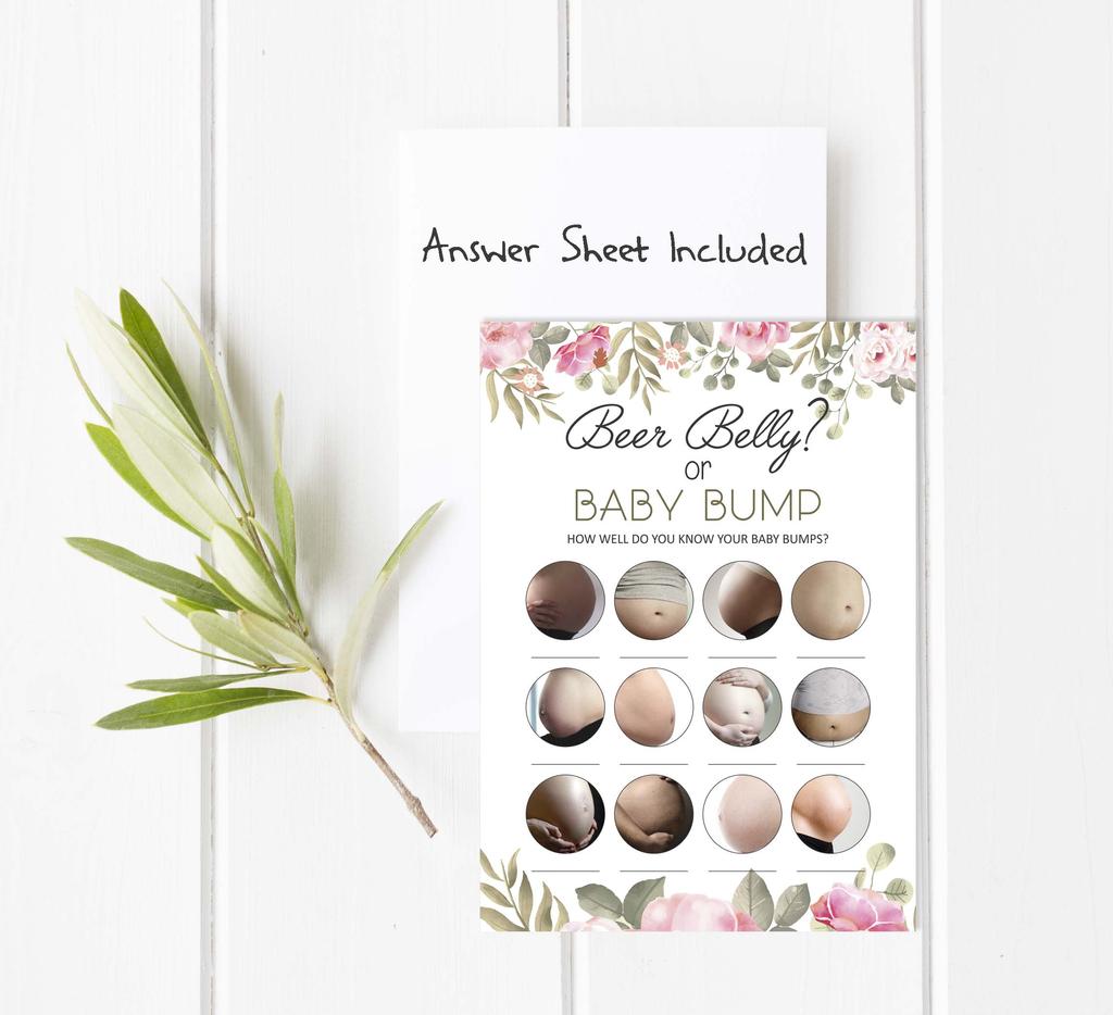 Inkdotpot Игры «Бэби Бумп» или «Пивной живот» Товары для вечеринок Карточки с заданиями Идеи игр для детского душа Игры для детского душа, нейтральные по полу, мальчик или девочка