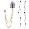 Shining Rhinestones Brooch Pin Chain Tassel Suit Coat Badge Dress Bag Shawl Pin Jewelry