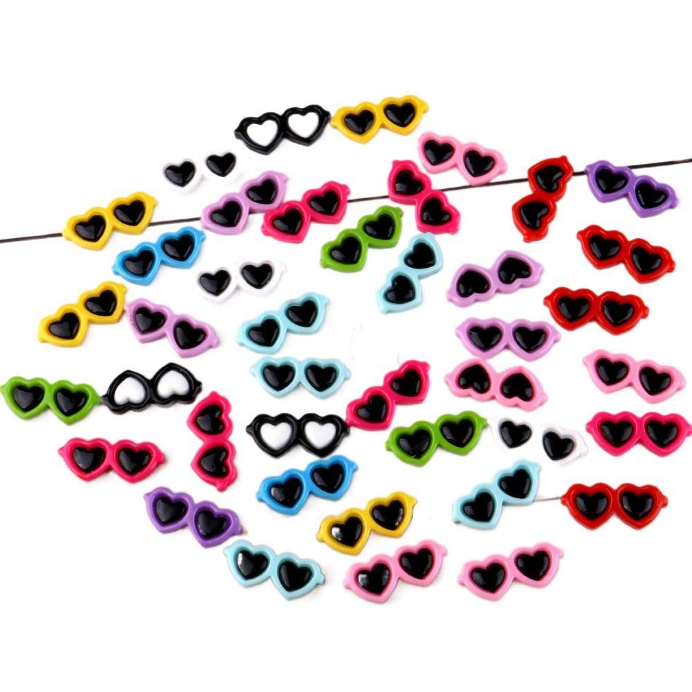 50pcs Flat Back Resin Mini Sunglasses Heart-Shaped Simulation Toy Kawaii Resin Ornaments Scrapbook