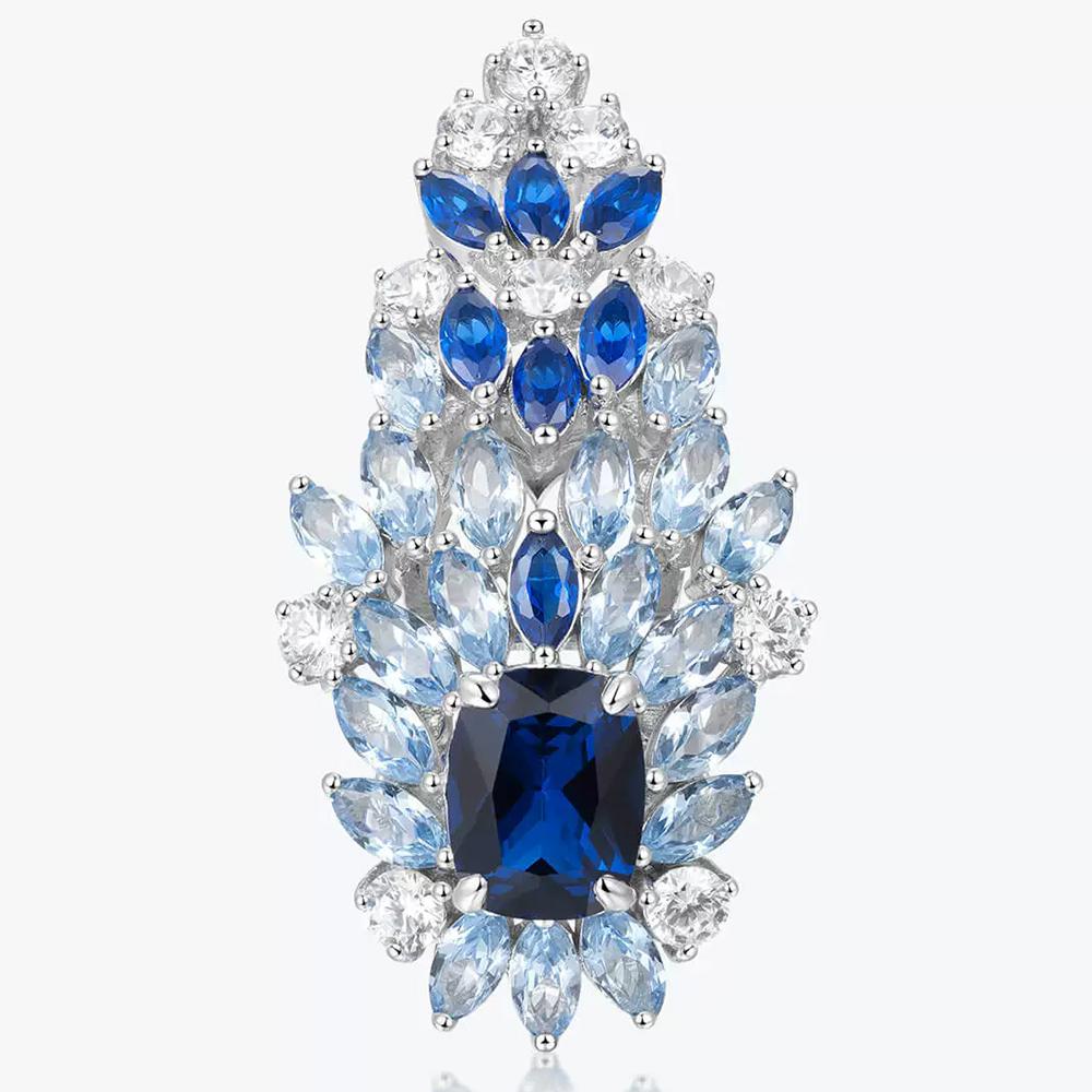 WUIHA Vintage 100% 925 Sterling Silver Lab Sapphire High Carbon Diamond Gemstone Wedding Engagement Cocktail Ring Fine Jewelry