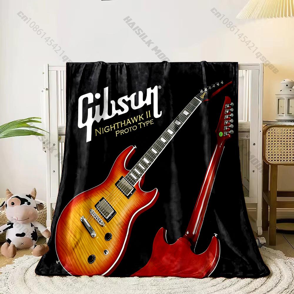 Classic G-Gibs0n Guitar Logo Print Blanket Warm Soft Comfortable Home Travel Blanket Sofa Bedding Cover Blanket Gift for Friends