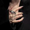 Fashionable Punk Bat Wing Ring Personality Double Finger Ring Jewelry Geometry Ring  Hip-hop